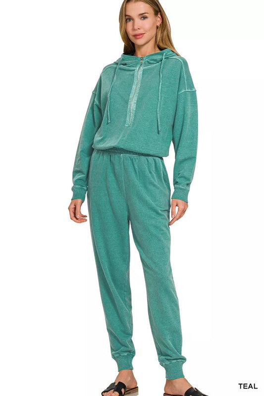 Zenana Enzyme Washed French Terry Jumpsuit - Bitsy Gypsy Boutique