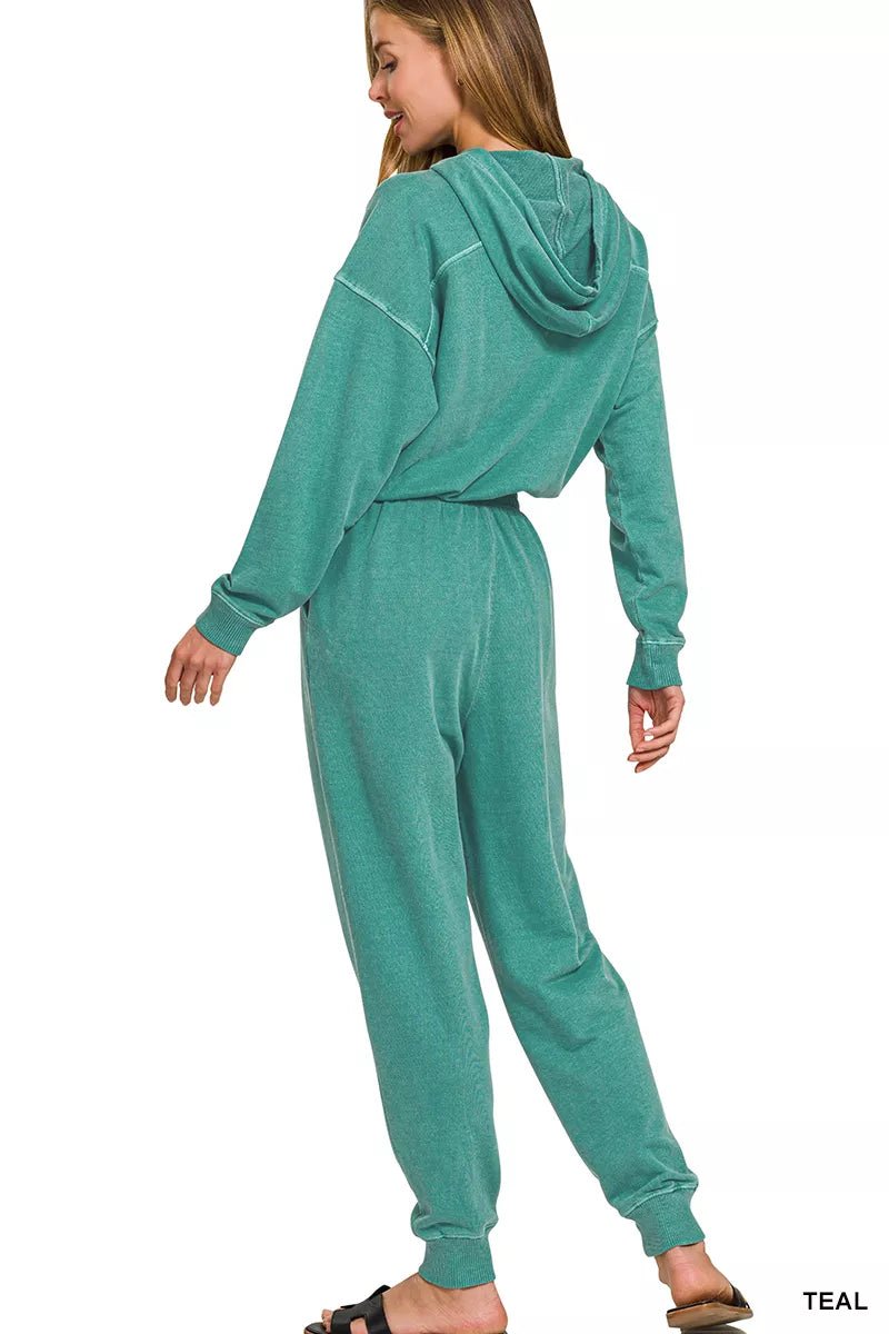 Zenana Enzyme Washed French Terry Jumpsuit - Bitsy Gypsy Boutique