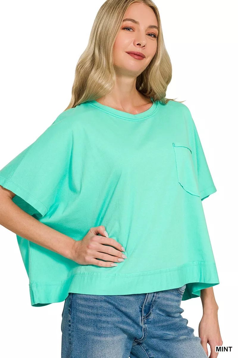 Zenana Exposed Seam Boxy Top - Bitsy Gypsy Boutique