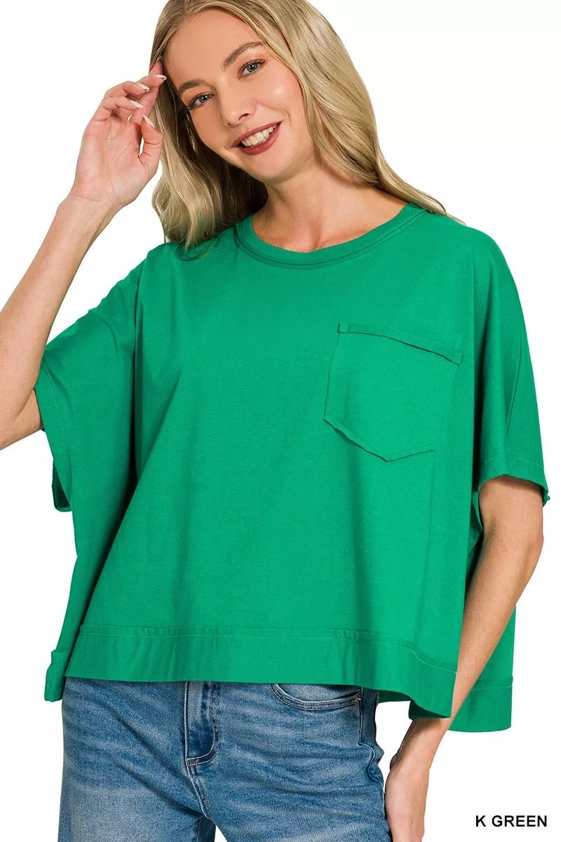 Zenana Exposed Seam Boxy Top - Bitsy Gypsy Boutique