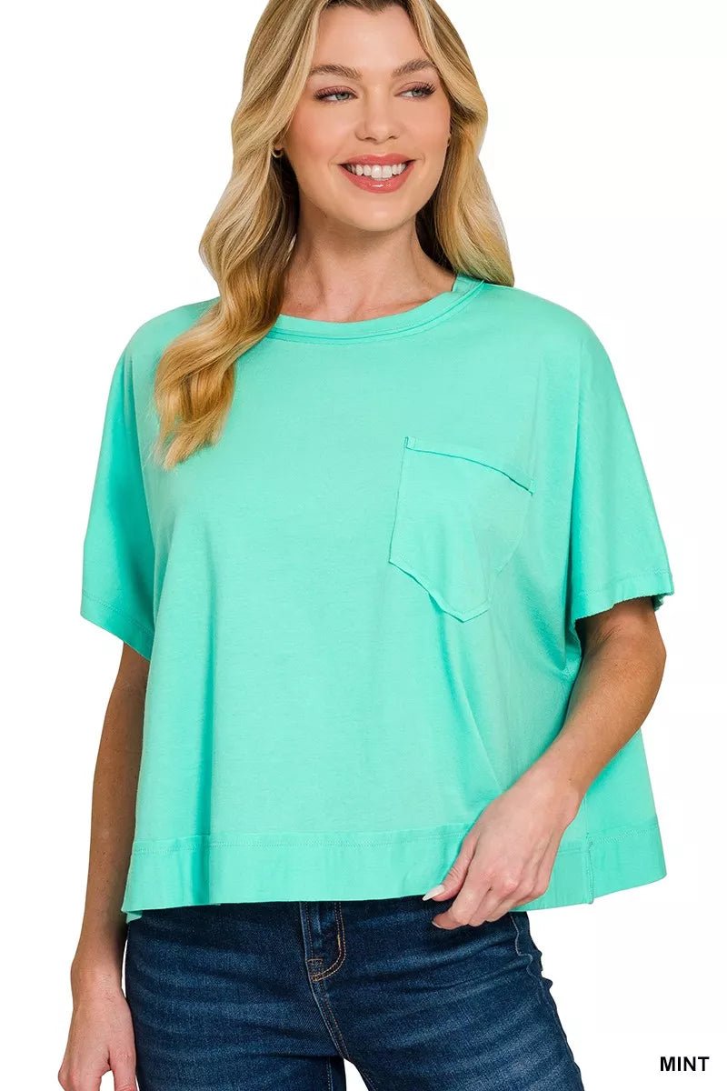 Zenana Exposed Seam Boxy Top - Bitsy Gypsy Boutique