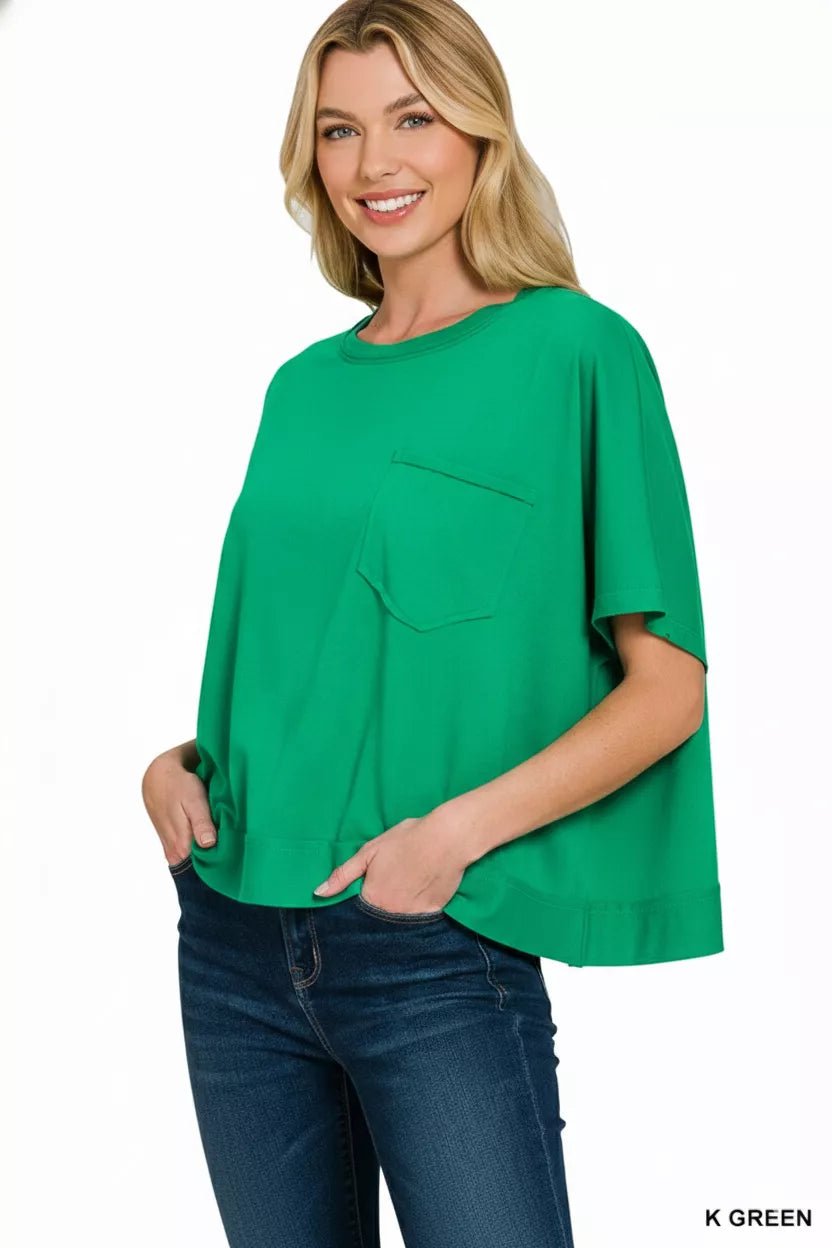 Zenana Exposed Seam Boxy Top - Bitsy Gypsy Boutique