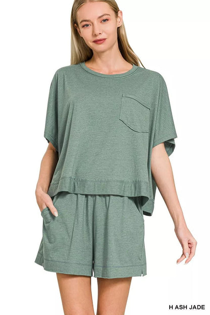 Zenana Exposed Seam Boxy Top & Shorts Set - Bitsy Gypsy Boutique