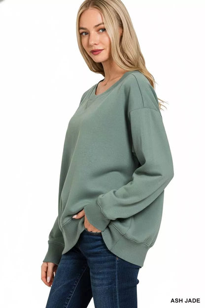 Zenana Fleece Boat Neck Sweatshirt - Bitsy Gypsy Boutique