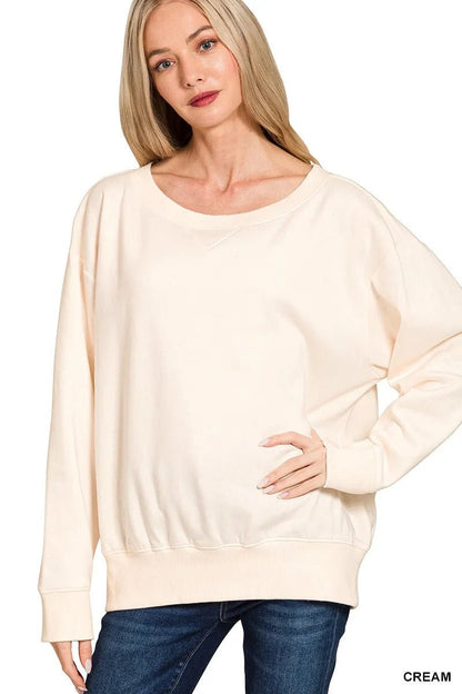 Zenana Fleece Boat Neck Sweatshirt - Bitsy Gypsy Boutique