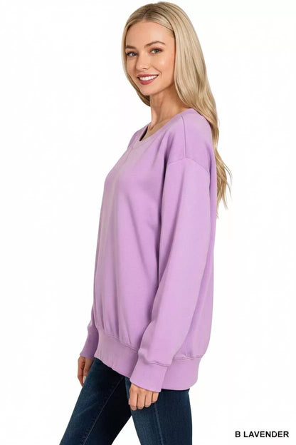 Zenana Fleece Boat Neck Sweatshirt - Bitsy Gypsy Boutique