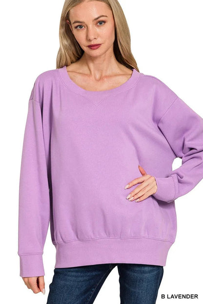 Zenana Fleece Boat Neck Sweatshirt - Bitsy Gypsy Boutique