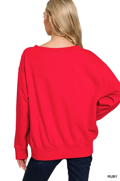 Zenana Fleece Boat Neck Sweatshirt - Bitsy Gypsy Boutique