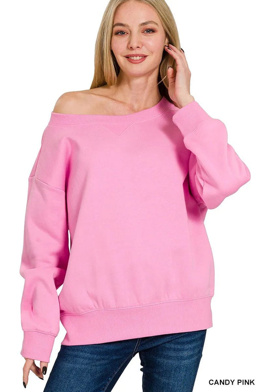 Zenana Fleece Boat Neck Sweatshirt - Bitsy Gypsy Boutique