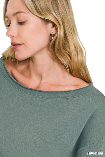 Zenana Fleece Boat - neck Sweatshirt - Bitsy Gypsy Boutique