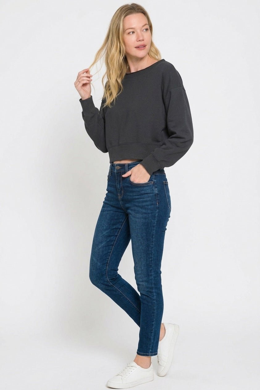 Zenana Fleece Boat - neck Sweatshirt - Bitsy Gypsy Boutique
