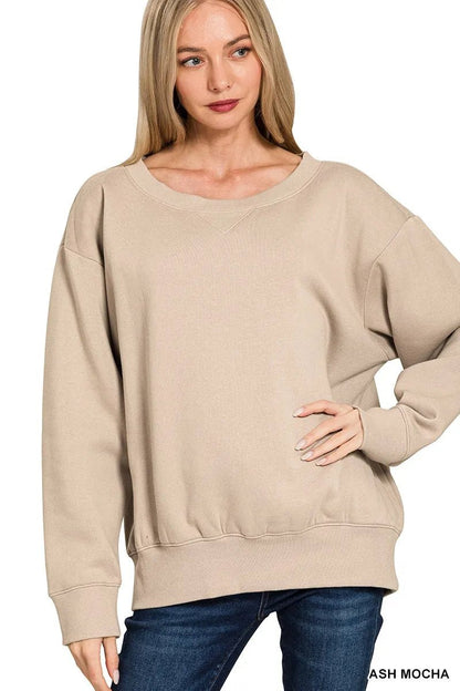Zenana Fleece Boat Neck Sweatshirt - Bitsy Gypsy Boutique