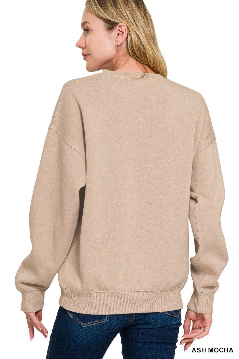 Zenana Fleece Crewneck Long Sleeve Sweatshirt - Bitsy Gypsy Boutique