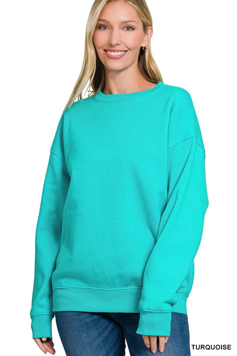 Zenana Fleece Crewneck Long Sleeve Sweatshirt - Bitsy Gypsy Boutique