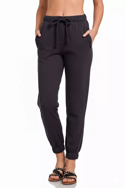 Zenana Fleece Drawstring Joggers With Pocket - Bitsy Gypsy Boutique