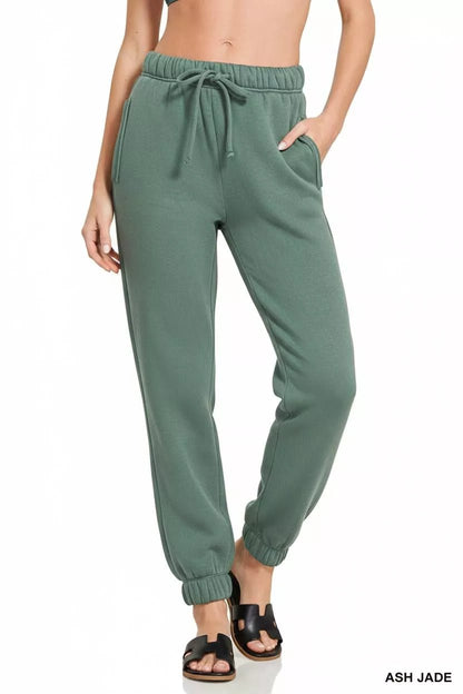 Zenana Fleece Drawstring Joggers With Pocket - Bitsy Gypsy Boutique