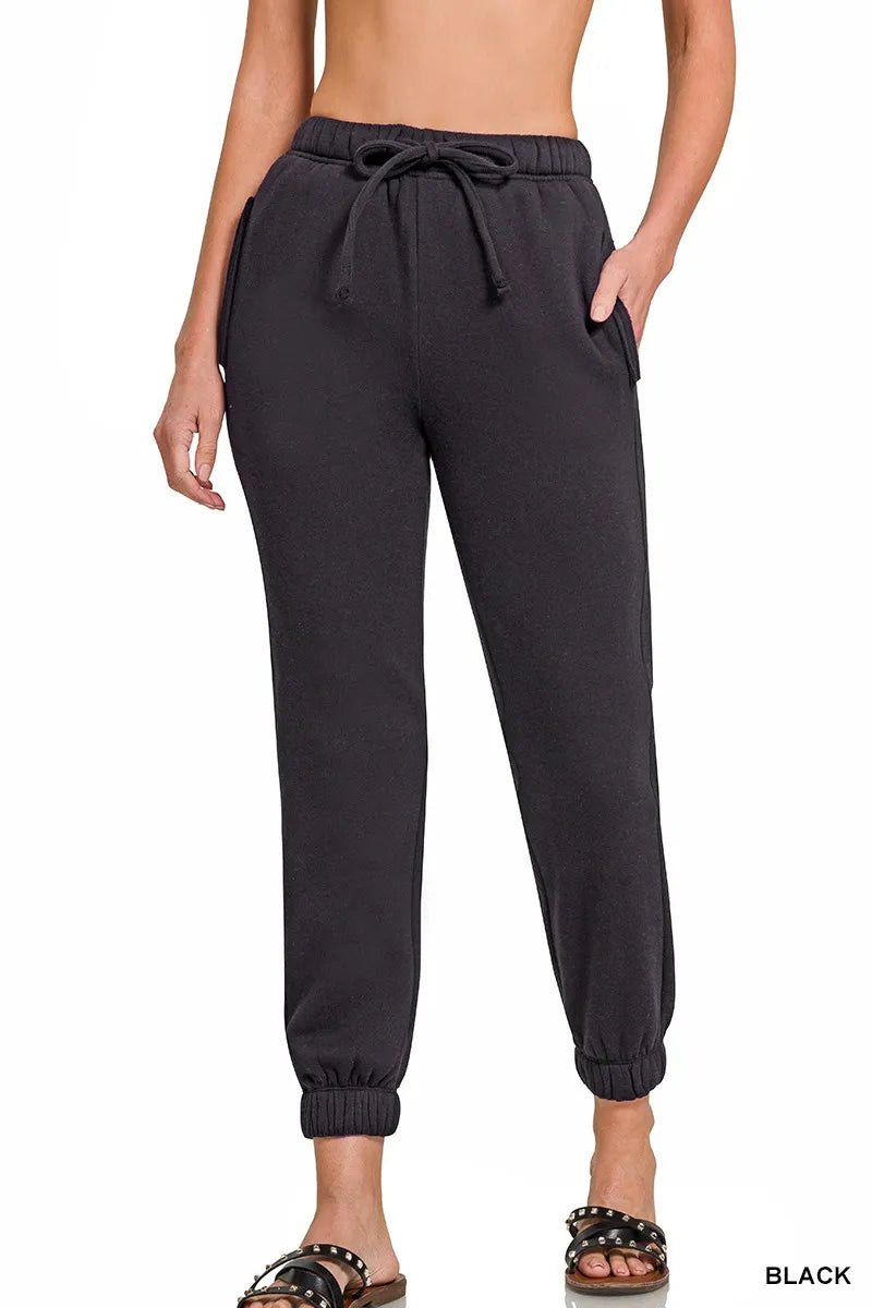Zenana Fleece Drawstring Joggers With Pocket - Bitsy Gypsy Boutique