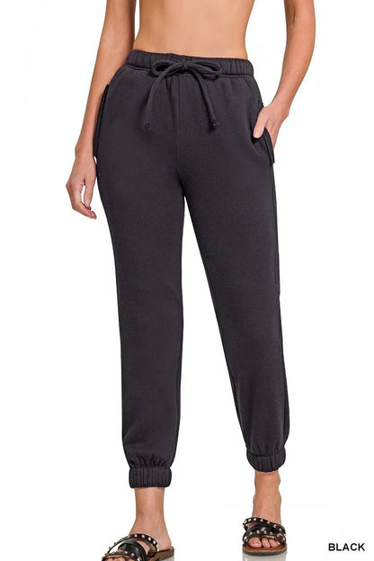 Zenana Fleece Drawstring Joggers With Pocket - Bitsy Gypsy Boutique
