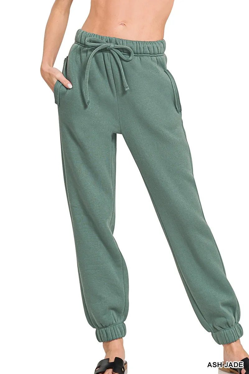Zenana Fleece Drawstring Joggers With Pocket - Bitsy Gypsy Boutique