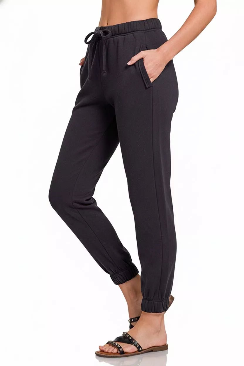 Zenana Fleece Drawstring Joggers With Pocket - Bitsy Gypsy Boutique
