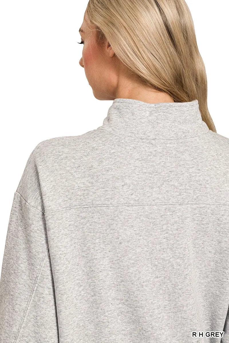 Zenana Fleece Half Zip Sweatshirt - Bitsy Gypsy Boutique