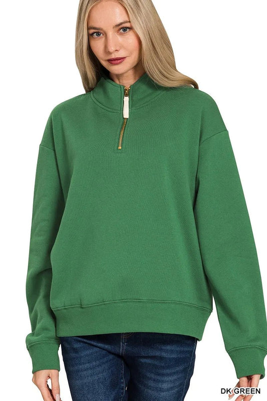 Zenana Fleece Half Zip Sweatshirt - Bitsy Gypsy Boutique