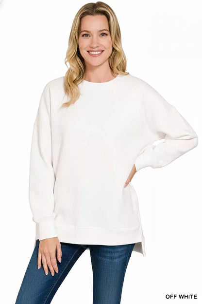 Zenana Fleece Hi - low Boyfriend Sweatshirts with Pockets - Bitsy Gypsy Boutique
