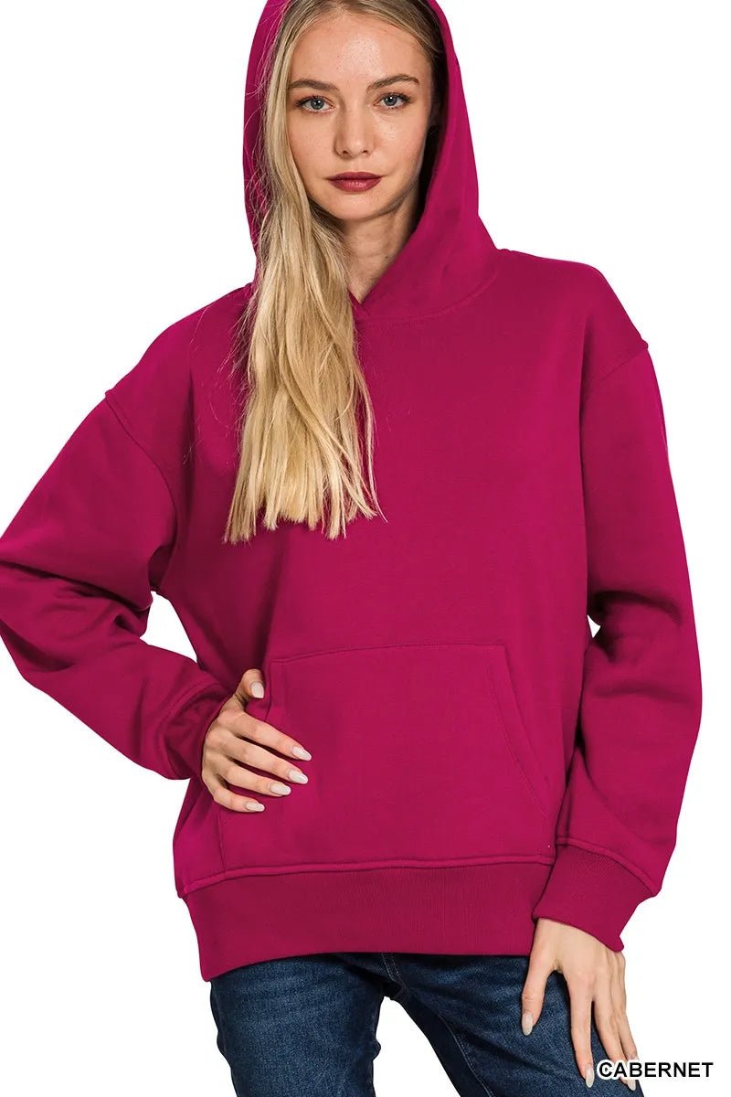 Zenana Fleece Kangaroo Pocket Hoodie - Bitsy Gypsy Boutique