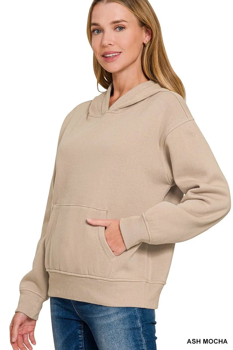 Zenana Fleece Kangaroo Pocket Hoodie - Bitsy Gypsy Boutique
