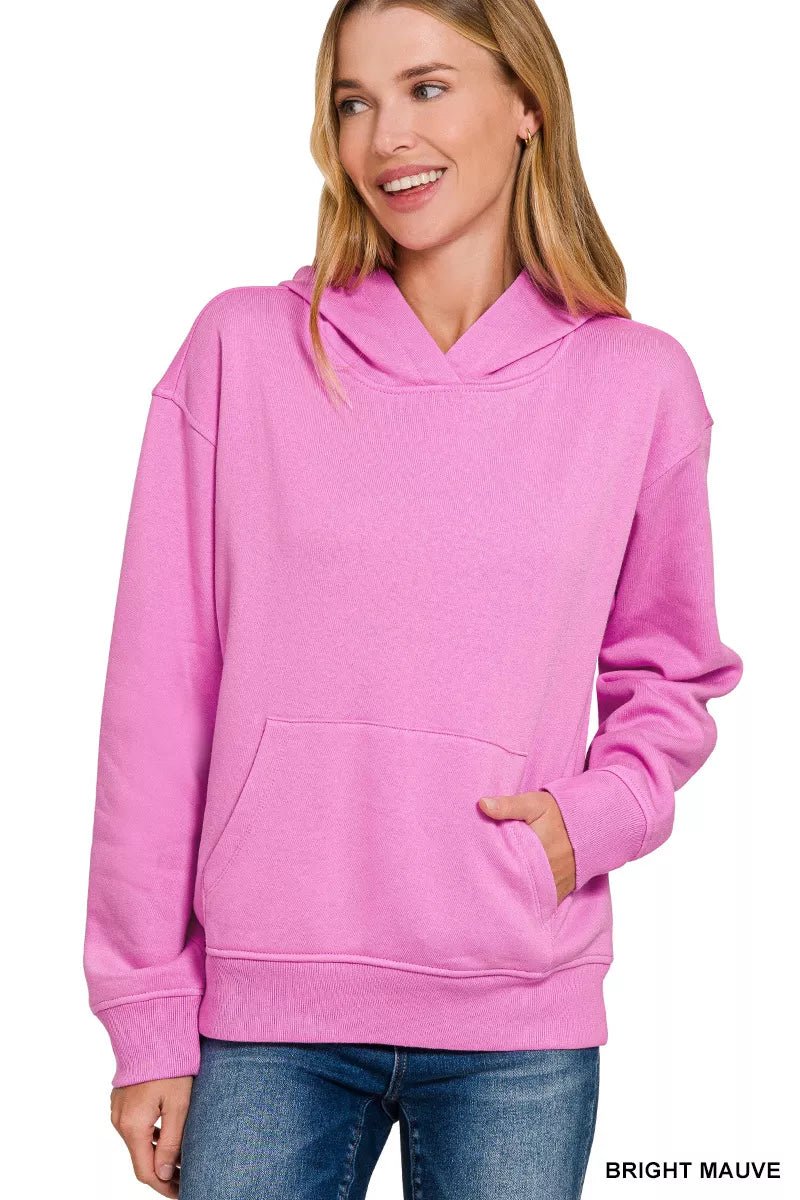 Zenana Fleece Kangaroo Pocket Hoodie - Bitsy Gypsy Boutique