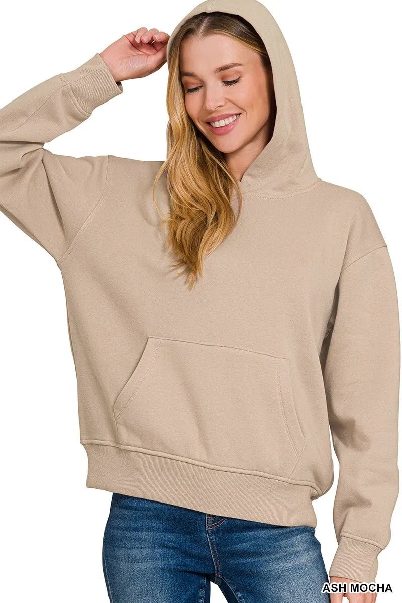 Zenana Fleece Kangaroo Pocket Hoodie - Bitsy Gypsy Boutique