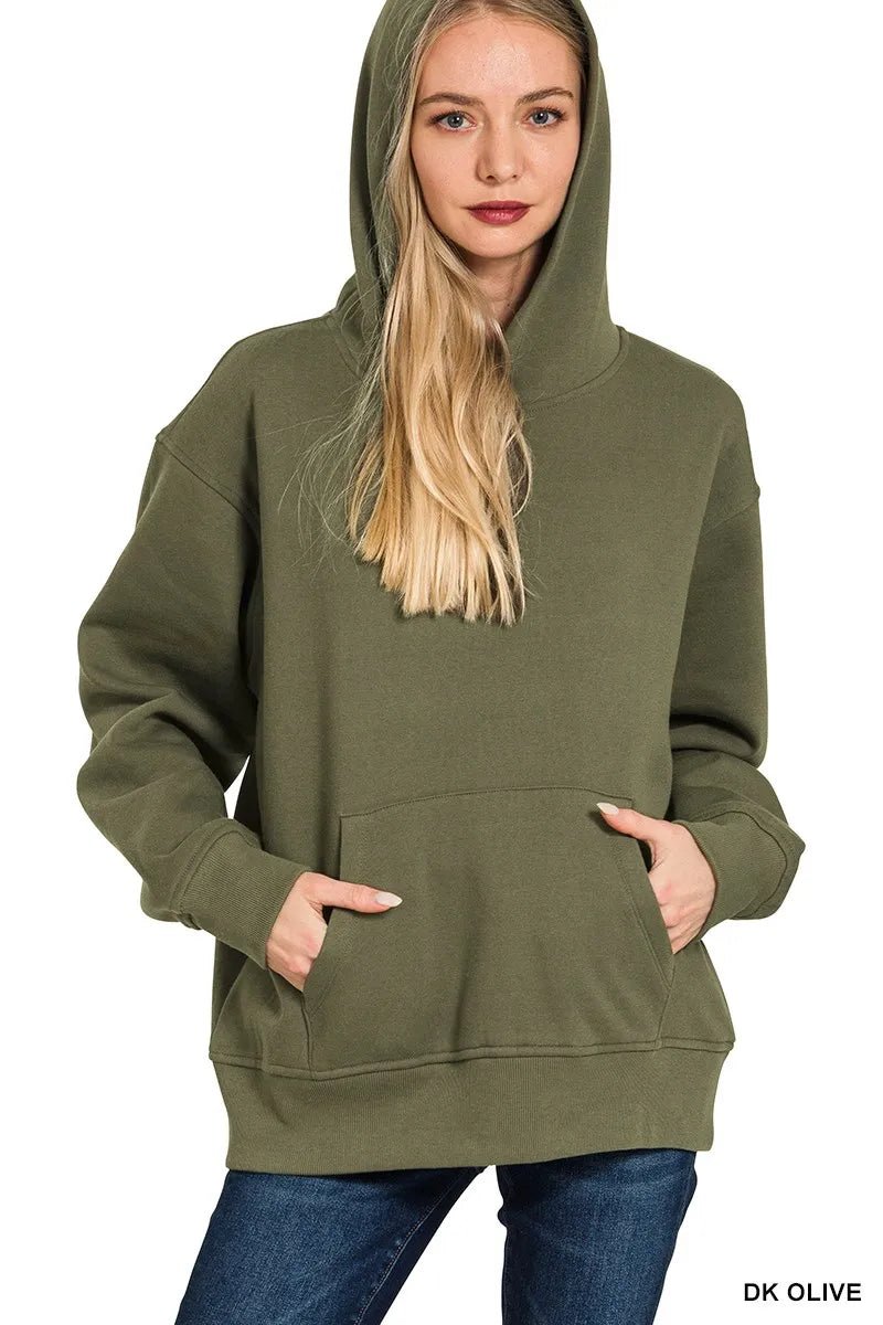 Zenana Fleece Kangaroo Pocket Hoodie - Bitsy Gypsy Boutique