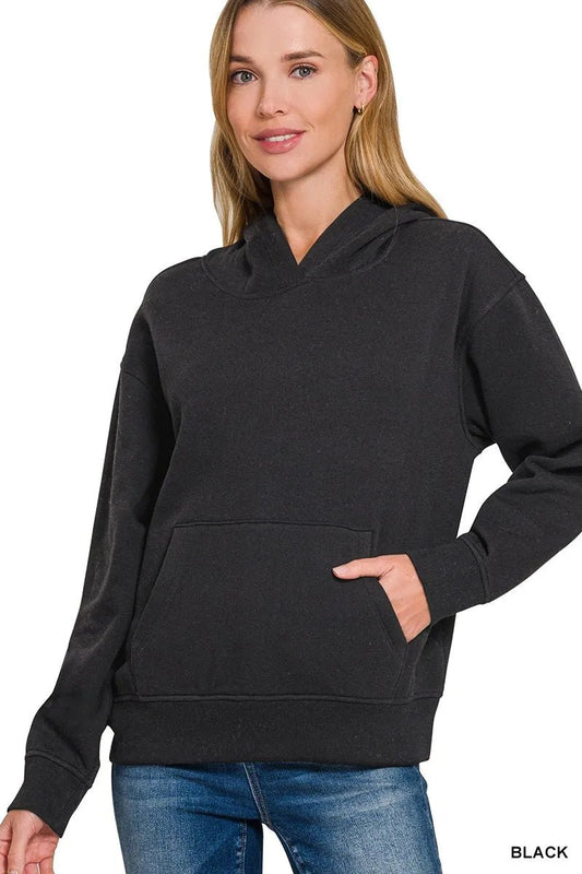 Zenana Fleece Kangaroo Pocket Hoodie - Bitsy Gypsy Boutique