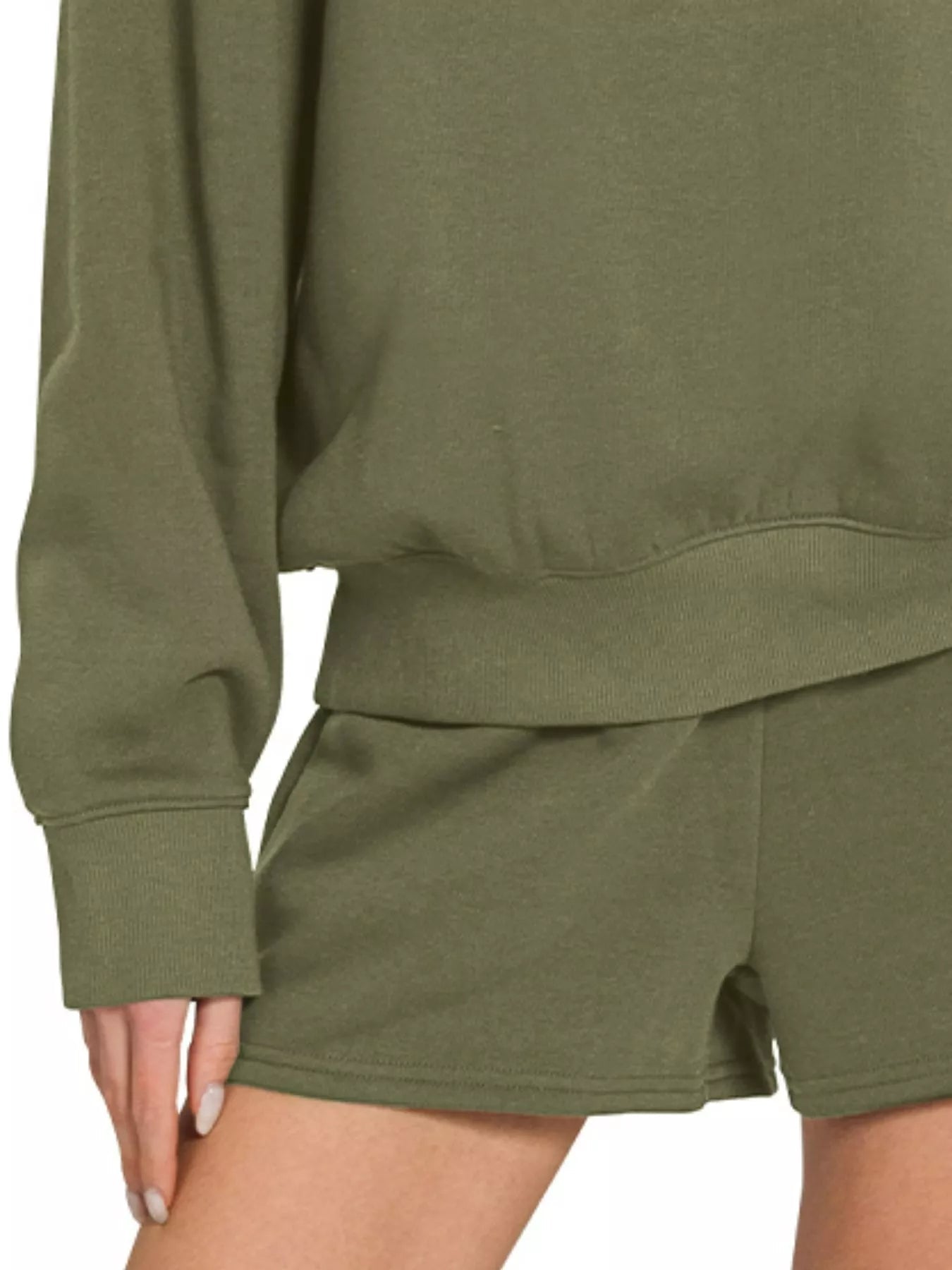 Zenana Fleece Long Sleeve Sweatshirts & Shorts Set - Bitsy Gypsy Boutique
