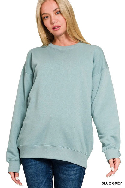 Zenana Fleece Round Neck Sweatshirts - Bitsy Gypsy Boutique