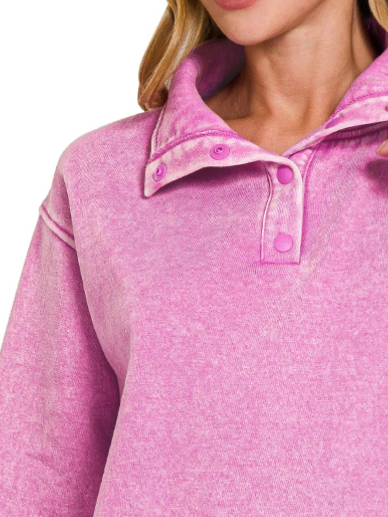 Zenana Fleece Washed High Neck Kangaroo Pocket Sweatshirt - Bitsy Gypsy Boutique