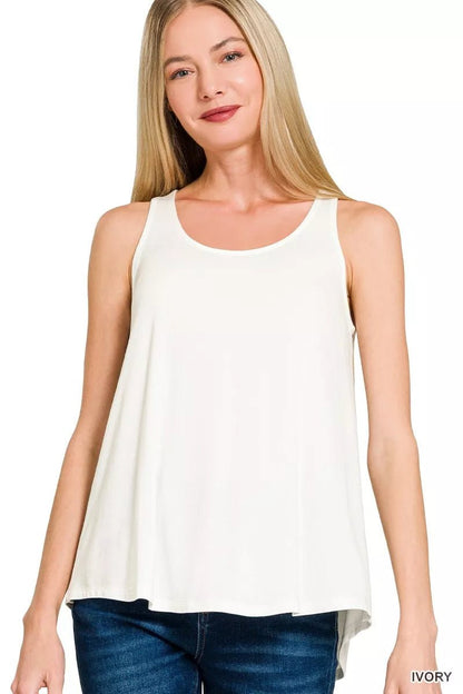 Zenana Flowy Hem Rayon Sleeveless Tank Top - Bitsy Gypsy Boutique