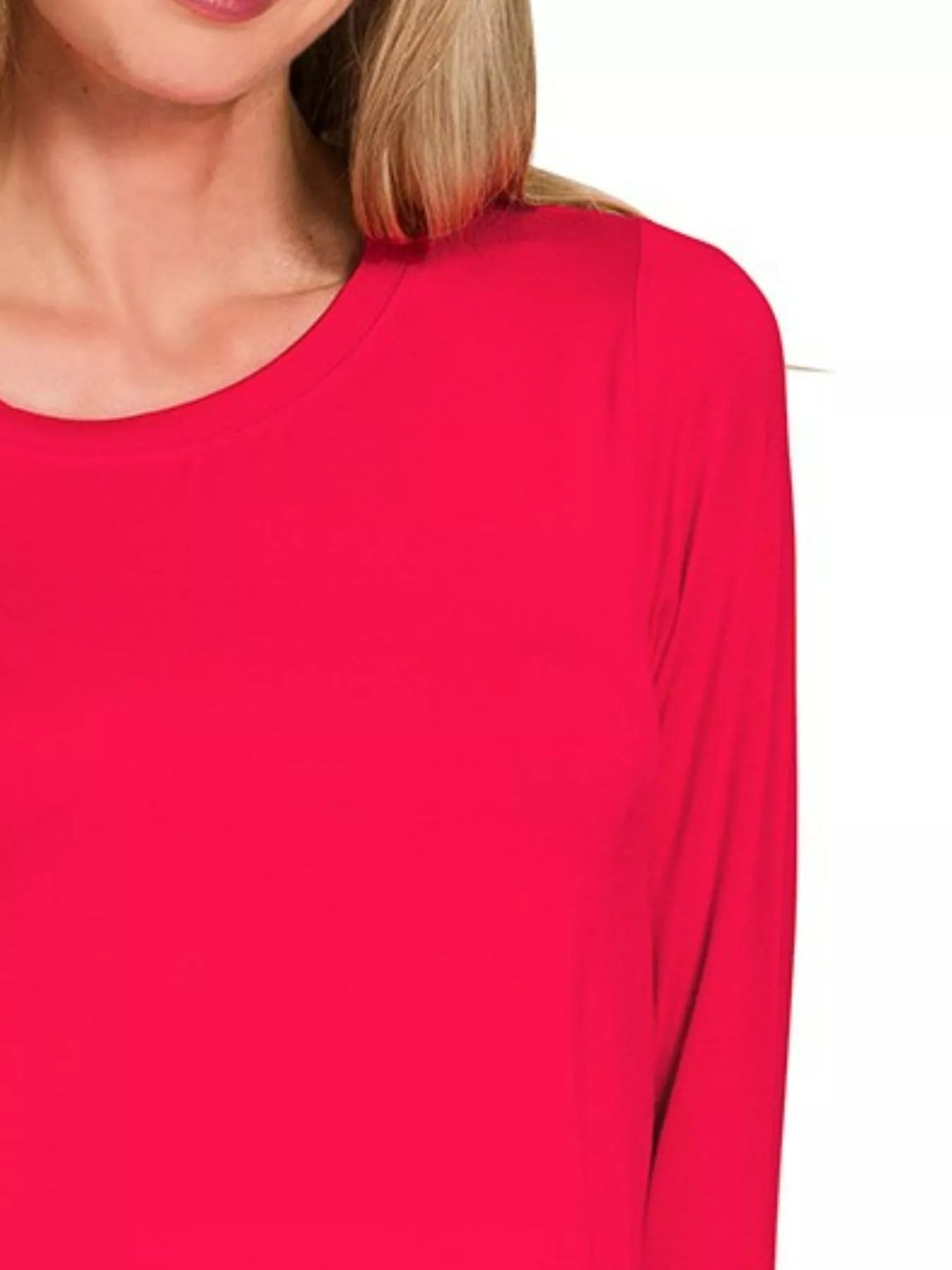 Zenana Flowy Round Hem Rayon Long Sleeve Top - Bitsy Gypsy Boutique