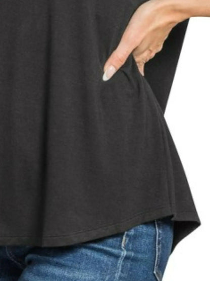 Zenana Flowy Round Hem Rayon Short Sleeve T-Shirt - Bitsy Gypsy Boutique