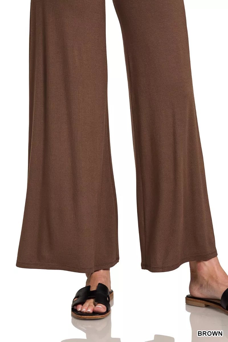Zenana Fold Over Waist Comfy Wide Leg Pants - Bitsy Gypsy Boutique