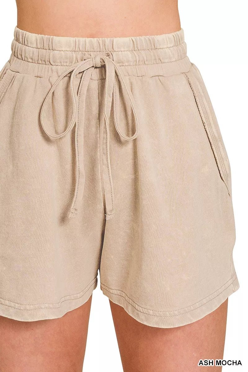 Zenana French Terry Acid Washed Relaxed Top & Short Set - Bitsy Gypsy Boutique