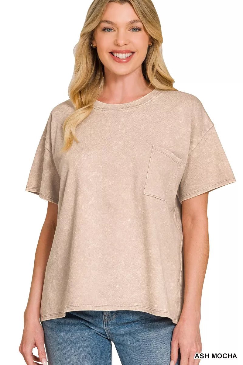 Zenana French Terry Acid Washed Relaxed Top & Short Set - Bitsy Gypsy Boutique