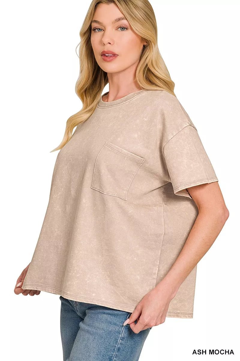 Zenana French Terry Acid Washed Relaxed Top & Short Set - Bitsy Gypsy Boutique