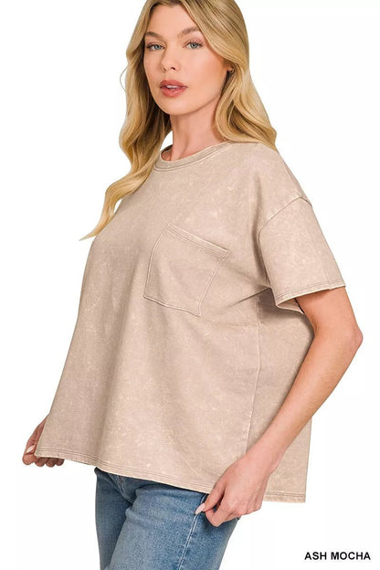 Zenana French Terry Acid Washed Relaxed Top & Short Set - Bitsy Gypsy Boutique