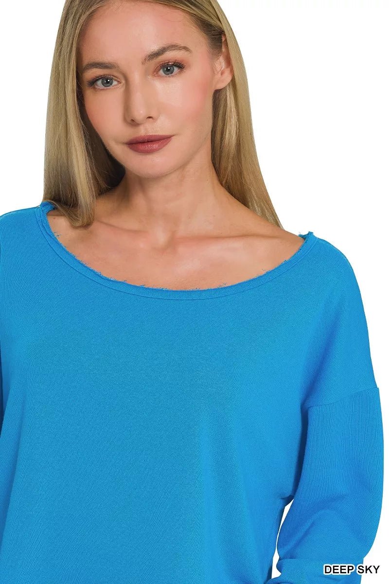 Zenana French Terry Boatneck Crop Top - Bitsy Gypsy Boutique