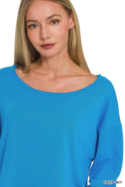 Zenana French Terry Boatneck Crop Top - Bitsy Gypsy Boutique