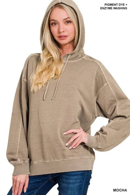Zenana French Terry Pigment Dye & Enzyme Washing Hoodie - Bitsy Gypsy Boutique