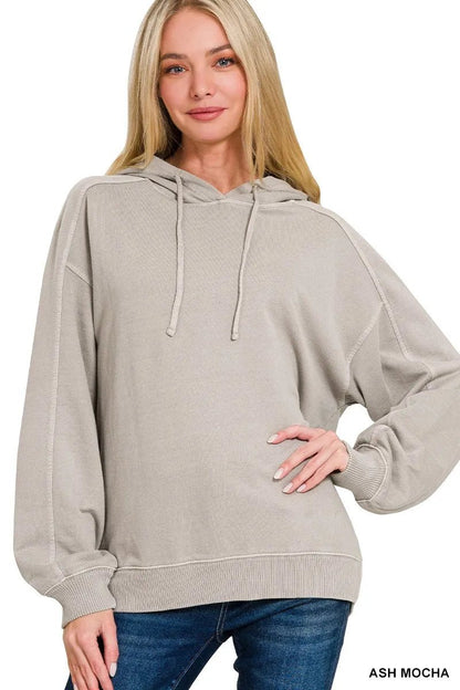 Zenana French Terry Pigment Dye & Enzyme Washing Hoodie - Bitsy Gypsy Boutique