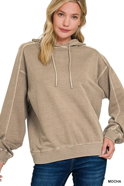 Zenana French Terry Pigment Dye & Enzyme Washing Hoodie - Bitsy Gypsy Boutique