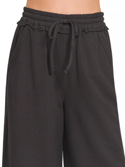 Zenana French Terry Wide Leg Sweatpants - Bitsy Gypsy Boutique